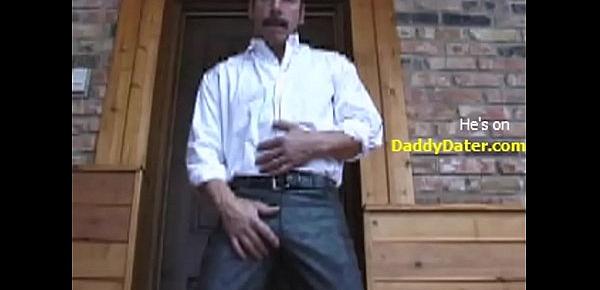  Hung Daddy Musclebear in Leather Sensual Solo Masturbation and Strip